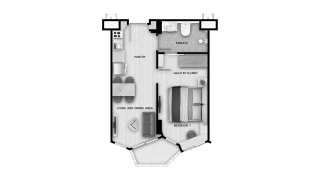 Condominium floor plan, 1 bedroom in Aura Condominium No. 11009