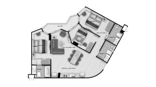 Condominium floor plan, 3 bedrooms in Aura Condominium No. 11014