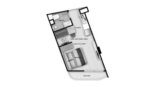 Condominium floor plan, 1 bedroom in Aura Condominium No. 11008
